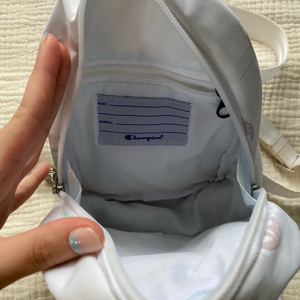 White Monogram Champion Mini Convertible Backpack/ Shoulder Bag - Picture 2 of 7